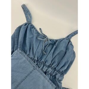 Blush Denim Womens XL Jumpsuit Wide Leg Cropped Jumpsuit Bib Front